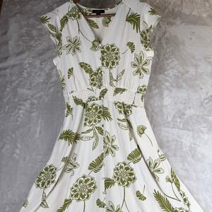 Resortcore Cream Olive Green Botanical Floral Button Front Maxi dress tropical